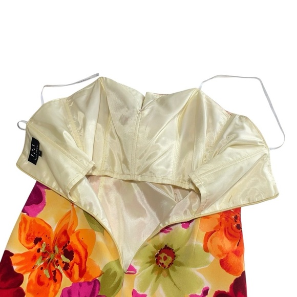 David Meister Floral Strapless Embellished 100% Silk Cocktail Dress Sz 4 - Picture 10 of 15
